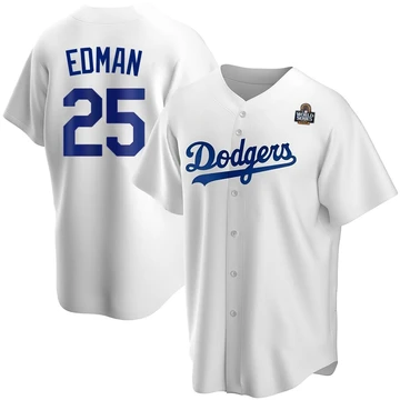 Youth Los Angeles Dodgers Tommy Edman ＃25 White Replica Home 2024 World Series Jersey