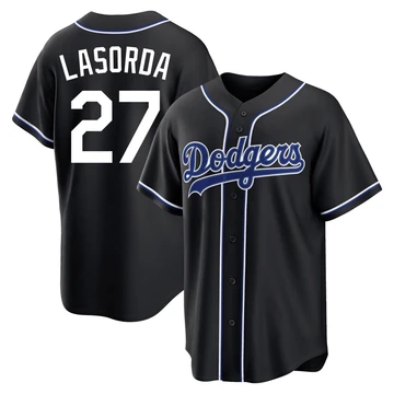 Youth Los Angeles Dodgers Tommy Lasorda ＃27 Black Replica Fashion Out Jersey