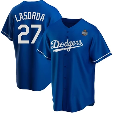 Youth Los Angeles Dodgers Tommy Lasorda ＃27 Royal Replica Alternate 2024 World Series Jersey