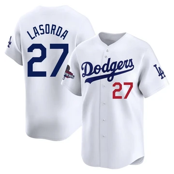 Youth Los Angeles Dodgers Tommy Lasorda ＃27 White Limited Home 2024 World Series Champions Jersey