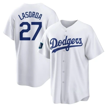 Youth Los Angeles Dodgers Tommy Lasorda ＃27 White Replica 2024 World Tour Seoul Series Home Jersey