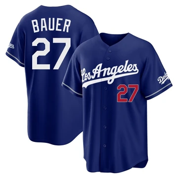 Youth Los Angeles Dodgers Trevor Bauer ＃27 Royal Limited Alternate Stadium Jersey
