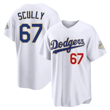 Youth Los Angeles Dodgers Vin Scully ＃67 Gold Limited White 2026 Collection Stadium Jersey