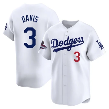 Youth Los Angeles Dodgers Willie Davis ＃3 White Limited Home 2024 World Series Champions Jersey