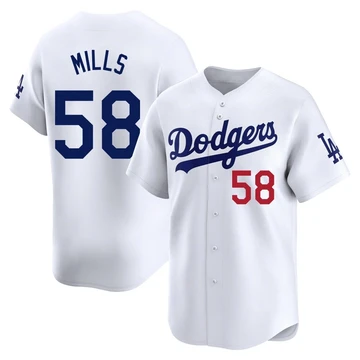 Youth Los Angeles Dodgers Wyatt Mills ＃58 White Limited Home Jersey