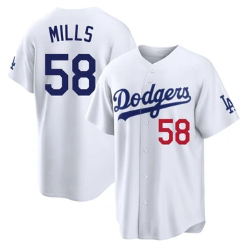 Youth Los Angeles Dodgers Wyatt Mills ＃58 White Limited Home Stadium Jersey