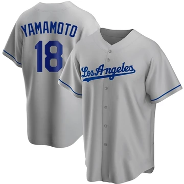 Youth Los Angeles Dodgers Yoshinobu Yamamoto ＃18 Gray Replica Road Jersey